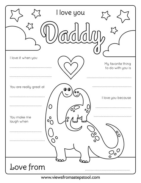 I Love Dad Coloring Page - Free Printable - Views From a Step Stool Dad Coloring Page, Homemade Gifts For Dad, Diy Father's Day Crafts, Dad Printable, I Love Dad, Fathers Day Coloring Page, Fathers Day Art, Father's Day Activities, Cover Wattpad