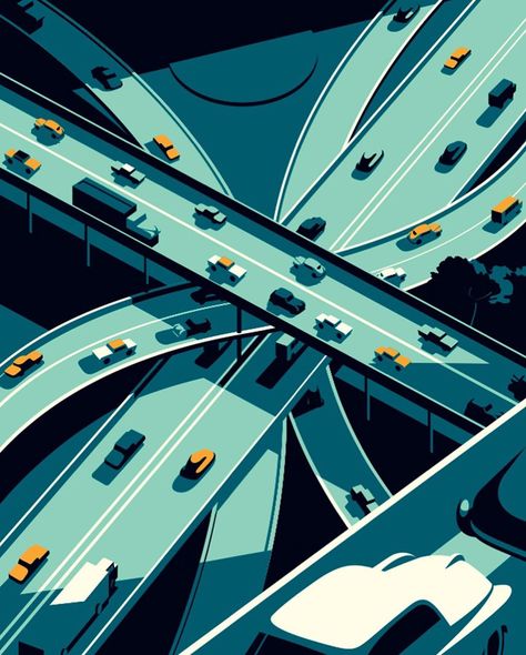 Corporate Wallpaper, Highway Illustration, Transport Illustrations, Oil Branding, Transportation Illustration, Transport Illustration, Malika Favre, Sustainable Transport, History Magazine