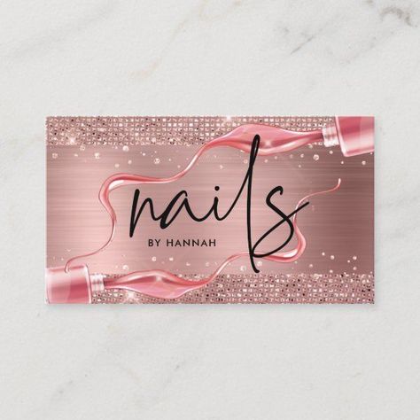 Nail Salon Business, Nail Salon Business Cards, Rose Gold Nail, Nail Polish Gift Set, Salon Business Card, Business Card Logo Design, Business Letter Template, Gold Nail Art, Gold Business Card