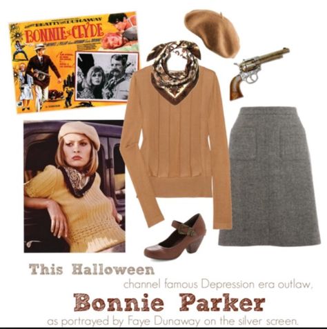 Bonnie Parker costume Bonnie Parker Costume, Bonnie And Clyde Halloween Costume, Parker Outfit, Bonnie Parker, Bonnie And Clyde, Faye Dunaway, Hallowen Costume, Bonnie Clyde, Bonnie N Clyde