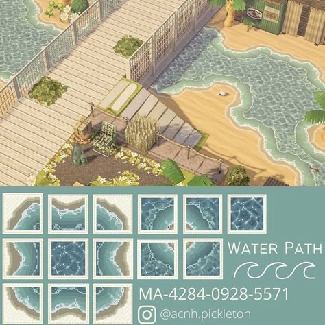 Acnh Path, Animal Crossing Design Codes, Acnh Paths, Beach Path, Water Island, Animal Crossing 3ds, Animal Crossing Guide, Acnh Design Codes, Animal Crossing Wild World