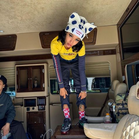 Coi Leray Outfit from April 8, 2023 | WHAT’S ON THE STAR? Loverboy Beanie, Coi Leray, Charles Jeffrey, Nike Air Vapormax 2019, Vapormax 2019, Knitted Beanie Hat, Save Outfits, Knitted Beanie, Air Vapormax