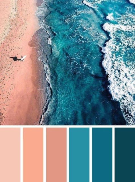 Hawaiian Room, Ocean Inspired Bedroom, Teal Color Palette, 보고서 디자인, Minimalist Dekor, Inspired Bedroom, Color Schemes Colour Palettes, Bedroom Color, Beach Color