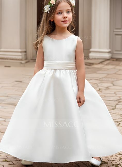 Satin Flower Girl Dresses, Simple Satin Wedding Dress, Dresses With Bow, Satin Flower Girl Dress, Sparkle Wedding Dress, Satin Wedding Dress, Satin Flowers, Mom Dress, Holy Communion