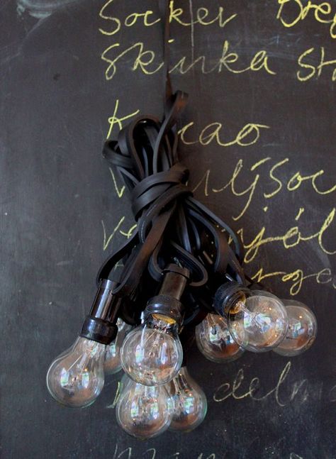 vosgesparis: Faded colors and black board walls Doctor Light, Light Chain, Bella Vista, Industrial House, Wall Board, Lighting Inspiration, House Doctor, Fade Color, Industrial Chic