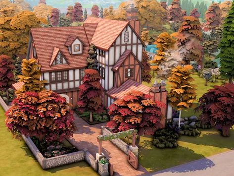 Sims 4 Victorian House, Sims4 Build, Sims 4 Cottage, Cc The Sims 4, Sims Inspiration, Sims Builds, Sims 4 House Building, Tumblr Sims 4, Tudor Style Homes