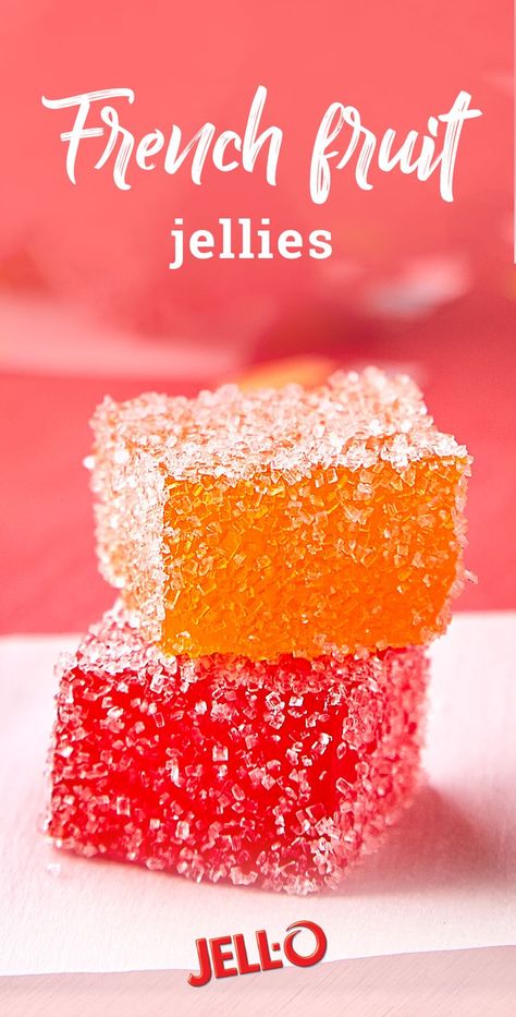 Jelly Candy Recipe, Exquisite Recipes, Fruit Jelly Recipe, Fruit Jellies, Fruity Treats, Jello Desserts, Candy Recipes Homemade, Christmas Candy Recipes, Jello Recipes