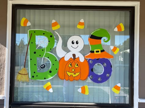 Halloween Window Drawing Ideas, Window Halloween Painting, Halloween Windows Painted, Window Painting Ideas Halloween, Easy Halloween Window Painting Ideas, Halloween Painted Windows, Halloween Window Art Paint, Halloween Window Drawing, Painted Windows Ideas