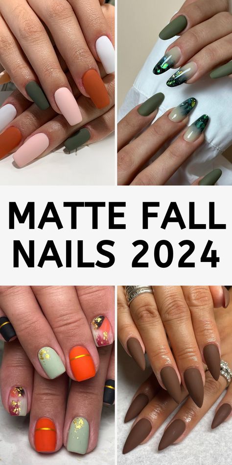 32 Short Round Fall Nails 2024: Cute and Elegant Nail Designs to Try This Autumn Simple Fall Nails Matte, Simple Fall Nails Autumn Matte, Fall Matte Nail Designs, Matt Fall Nails, Green Nails Autumn, Fall Matte Nails Autumn, Matte Fall Nails Autumn, Matte Fall Nails, Fall Almond Nails