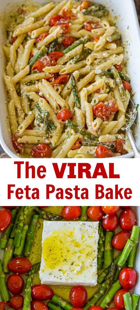 Creamy Baked Feta Pasta Natasha, Pasta And Feta Recipes, Baked Feta Pasta With Veggies, Oven Baked Pasta Recipes Healthy, Oven Baked Feta Pasta, Vegetarian Recipes Dinner Pasta, Oven Baked Pastas, Baked Vegetarian Pasta Recipes, Viral Tiktok Pasta Recipe