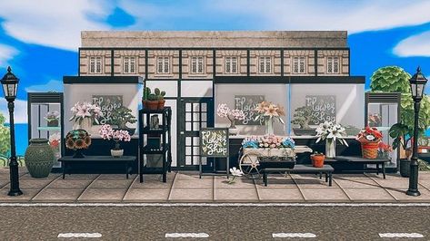 Acnh Flower Shop Code, Animal Crossing Florist Shop, Flower Shop Acnh Design, Acnh Flower Shop Ideas, Acnh Flower Shop Design Code, Acnh Fake Building Ideas, Flower Shop Animal Crossing, Animal Crossing Flower Shop, Animal Crossing Chanel