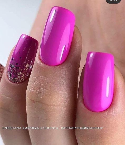 Magenta Nails, Bright Nail Art, Summer Gel Nails, Gel Toe Nails, Pink Gel Nails, Her Nails, French Acrylic Nails, Nail Art Designs Videos, Pink Nail