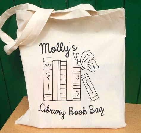 Book Bag Diy, Library Book Bag, Library Tote Bag, Totes Ideas, Library Tote, Book Purse, Books Library, Library Bag, Kids Library