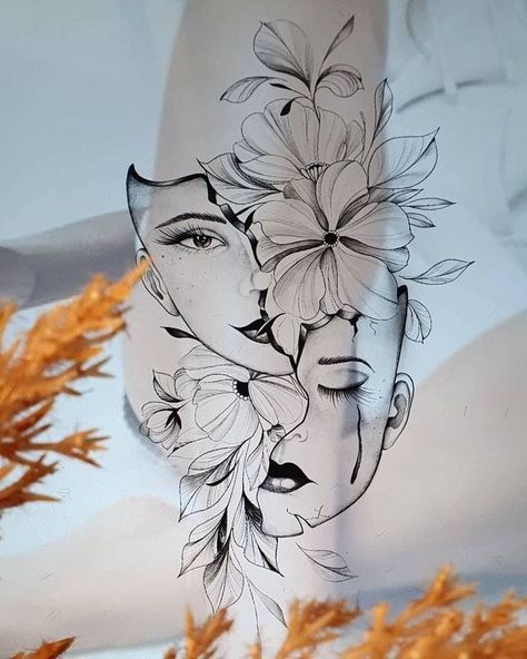 Black And White Flower Tattoo, Full Neck Tattoos, Planet Tattoo, Maching Tattoos, Gemini Tattoo, Tattoo Feminina, Tattoo Art Drawings, Spine Tattoos, Art Tattoos