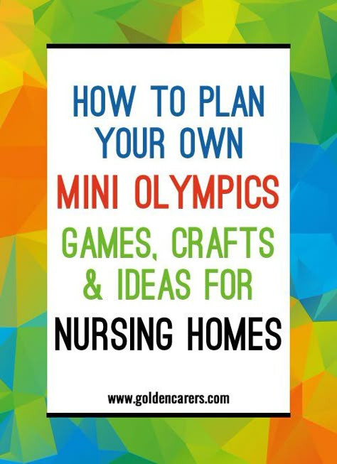 Mini Olympics, Assisted Living Activities, Senior Citizen Activities, Memory Care Activities, Senior Living Activities, Olympics Activities, Nursing Home Activities, Therapeutic Recreation, Alzheimers Activities