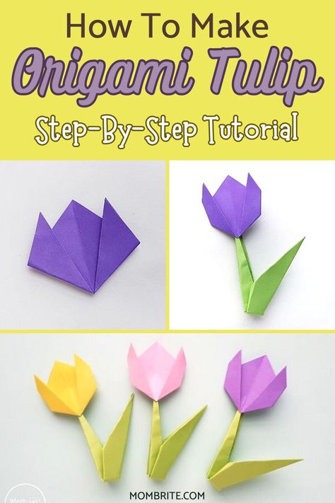 Looking for a creative activity for your little ones? Dive into the enchanting world of origami with our fun and easy to follow steps on creating beautiful origami flowers! Perfect for Mother's Day crafts or any time you want to brighten up the day. Let's get crafting! Mother’s Day Crafts Stem, Mother’s Day Card Origami, Folded Paper Flowers Simple, Tiny Origami Flowers, Origami Flower Stem, Folding Paper Flowers, Orgamini For Kids Easy Step By Step, Easy Mothers Day Crafts For Kids, Origami Flowers Easy Step By Step