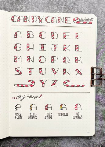 Bullet Journal Holiday Candy Cane Alphabet – Faber-Castell USA