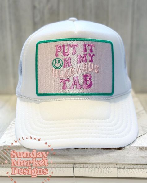 Put it on my husband’s tab trucker hat. #foamtruckerhats #trucker #truckerhat #trendy #trendyhats #hat #womenshats #putitonmyhusbandstab Custom Hats, Small Shop, My Husband, Hats For Women, Trucker Hat, Hats, On Instagram, Instagram