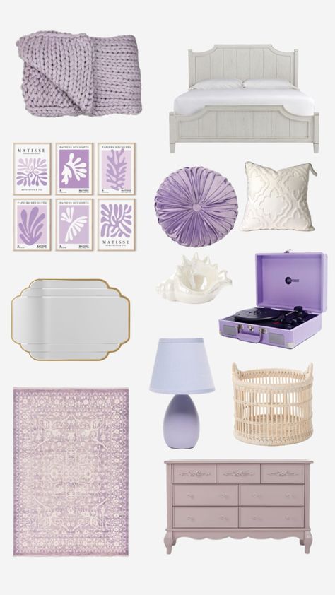 #roominspo Plum Bedroom, Purple Dorm Rooms, Purple Dorm, Lavender Bedroom, Purple Bedroom Decor, Purple Beach, Purple Bedroom, Dorm Inspo, Beach Room