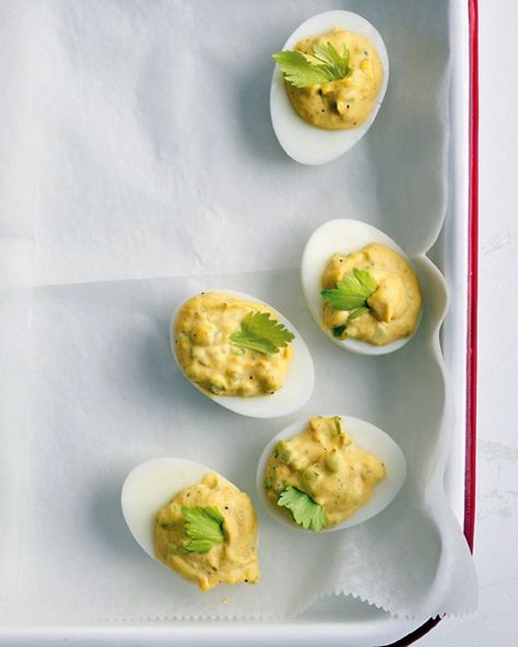 Old Bay Deviled Eggs - Martha Stewart Recipes THis one sounds delicious! Happy Easter Graduation Party Foods, Martha Stewart Recipes, Tailgating Recipes, Deviled Eggs Recipe, Old Bay, Game Day Food, Deviled Eggs, Real Simple, Egg Recipes