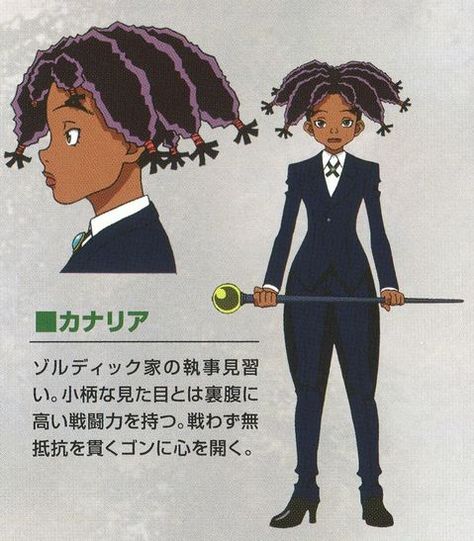 Canary 'Hunter x Hunter' (2011) Hunter X Hunter Canary, Hunter Costume, Zoldyck Family, Dark Purple Hair, Grey Eyes, Arte Indie, Hxh Characters, Black Cartoon Characters, Elegant Gothic