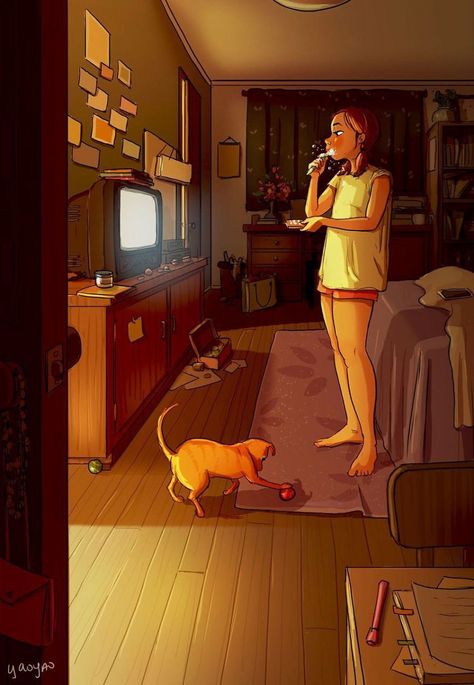 If You're Still Not Decided What Pet You Should Get, This Artist's Illustrations Will Give You A Hint Yaoyao Ma Van, Yao Yao, Living With Dogs, Illustration Art Girl, Dog Illustration, Dreamy Art, Girl And Dog, Girls Cartoon Art, Girly Art