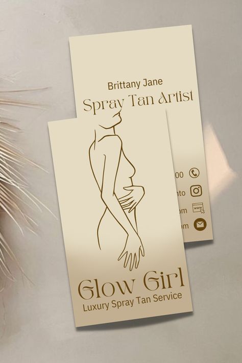 spray tan airbrush tan sunless business card design Spray Tan Business Name Ideas, Mobile Spray Tan Business Names, Spray Tan Flyers, Spray Tan After Care Cards, Spray Tan Logo, Glow Graffiti, Spray Tan Marketing Pictures, Tanning Ideas, Spray Tan Business Cards