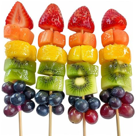 Photo fruit rainbow skewers with vanilla... | Premium Photo #Freepik #photo Fresh Fruit Skewers, Fruit And Cheese Skewers, Rainbow Skewers, Fruit Kebab, Fruit Photos, Fruit Rainbow, Food Skewers, Fruit Pictures, Food References