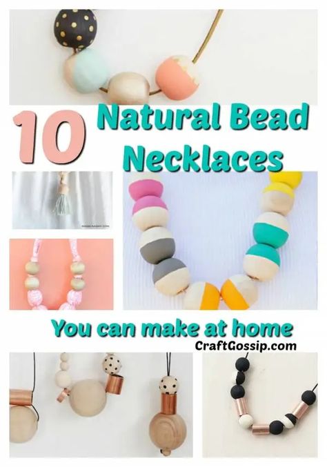 10 DIY Natural Wooden Bead Necklaces Crystals Crafts, Navajo Silver Jewelry, Wooden Bead Jewelry, Beaded Necklace Tutorial, Organizer Diy, Copper Diy, Wooden Bead Necklaces, Beaded Earrings Tutorials, Beaded Necklace Diy