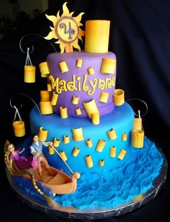 How Do I Make The Lanterns Sturdy On This Rapunzel Cake? Tangled Cake, Rapunzel Birthday Cake, Bolo Rapunzel, Rapunzel Cake, Tangled Birthday Party, Rapunzel Birthday Party, Tangled Birthday, Character Cakes, Disney Cakes