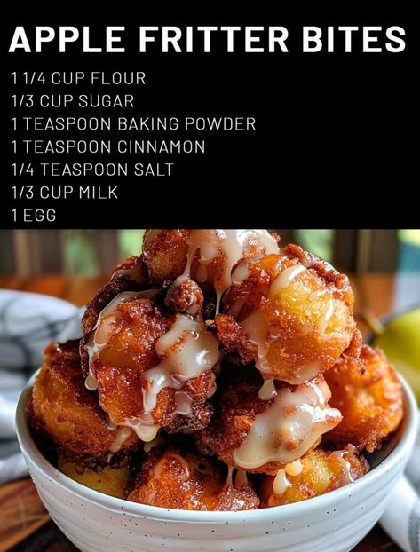 Apple Fritter Bites Recipe, Bite Size Apple Fritters, Apple Fritters Recipe Easy Fried, Oven Baked Apple Fritters Recipe, Oven Apple Fritters, Shortcut Easy Apple Fritters, Apple Fritter Bites, Fritter Bites, Easy Apple Fritters Recipe