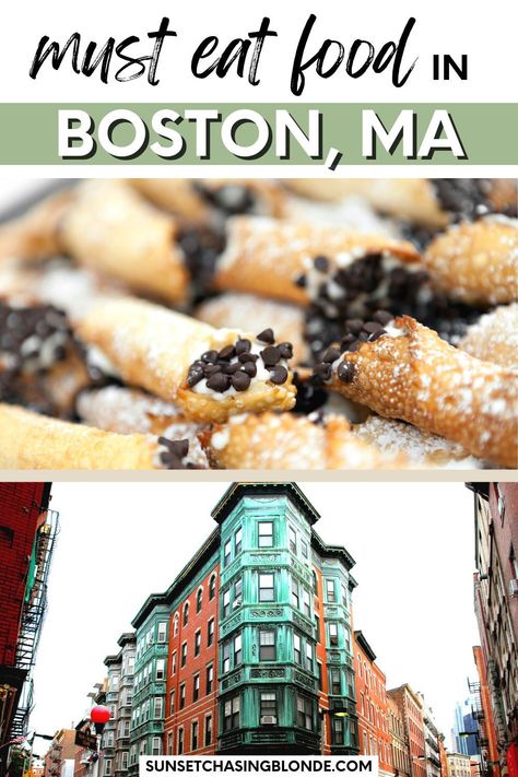 In this post you'll learn all of the best Boston food that you must eat for your next trip. If you're looking for a Boston Food Guide for the most iconic or famous restaurants to eat in downtown Boston, you're in luck. We've got Quincy Market, fresh seafood places for lobster roll and oysters, and more for your Boston Bucket List! Check out our list of must eat places in Boston at sunsetchasingblonde.com. Best Places To Eat Boston Ma, Best Breakfast In Boston, Boston Italian Restaurants, Boston Places To Eat, Best Seafood In Boston, Boston Food Bucket List, Places To Eat In Boston, Best Places To Eat In Boston, Best Food In Boston