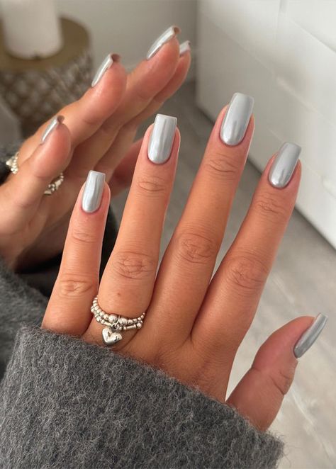 Chrome nails, Chrome Nail Art, Chrome short nails, Glazed Donut Nails, Metallic chrome nails, simple chrome nails, mirror chrome nails Stone Nails, Chrome Manicure, Blue Chrome Nails, Grey Nail Designs, Chrome Nail Art, Chrome Nails Designs, November Nails, Nails Now, Gray Nails