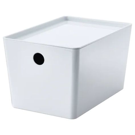 KUGGIS Box with lid, white, 7x10 ¼x6" - IKEA Kuggis Ikea, Timber Sideboard, Ikea Vanity, Study Storage, Media Storage Cabinet, Vanity Drawers, Úložný Box, Billy Bookcase, Playroom Storage