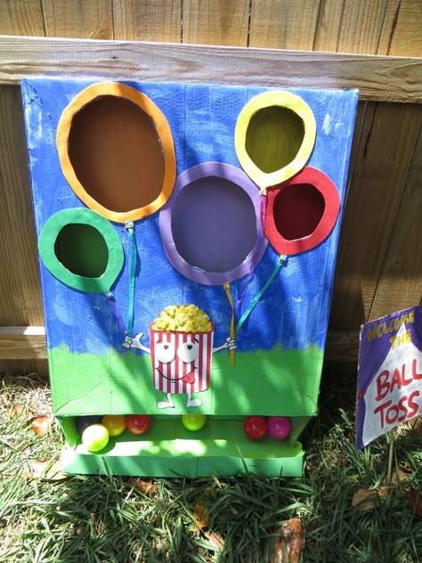 Birthday Games Kids, Ball Toss Game, Birthday Games For Kids, Kids Ball Pit, Ball Pit Balls, Kids Carnival, First Birthday Games, Carnival Birthday Party, Mens Birthday Party