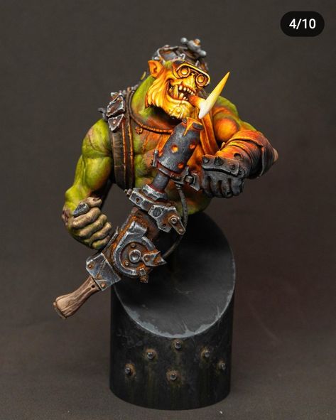 Warhammer Figure Painting, 40k Orks Miniatures, Orks 40k Art, Osl Miniature, Warhammer 40k Orcs, Warhammer 40000 Miniatures, Ork Miniatures, Warhammer Diorama, Ork 40k