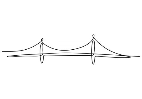 Small Bridge Tattoo, Simple Bridge Drawing, London Bridge Tattoo, Bridge Tattoo Simple, Bridge Tattoo, Bridge Over River, Bridge Drawing, Small Bridge, Minimalist Drawing