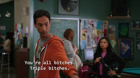 Community Funny Moments, Community Tv Quotes, Abed Community Icon, Abed Nadir Quotes, Community Tv Show Quotes, Community Tv Show Memes, Evil Abed, Community Abed, Sitcom Quotes