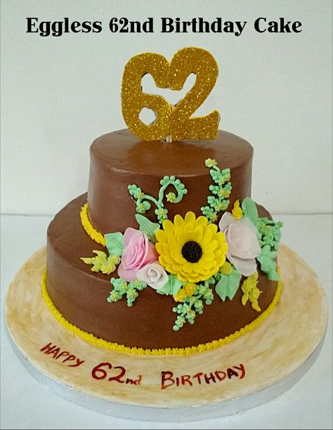 Eggless 62nd Birthday Cake 62nd Birthday Cake, 62 Birthday Cake, Happy 62nd Birthday, Birthday Cake Images, Filipino Quotes, Truffle Cake, 62nd Birthday, Chocolate Truffle Cake, Eggless Cake