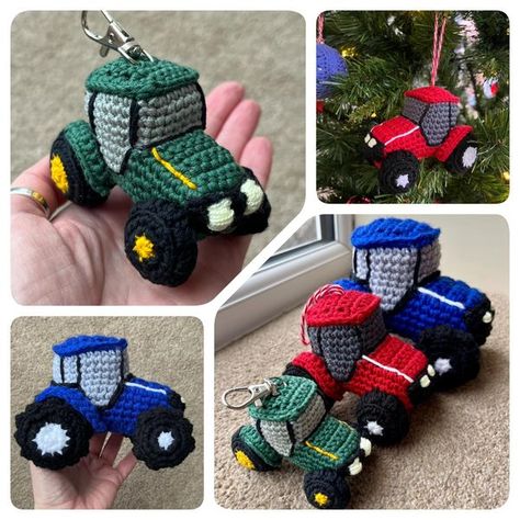 Crochet Tractor, Small Tractors, John Deere Tractors, Amigurumi Free, Amigurumi Free Pattern, Christmas Decoration, Crochet Amigurumi, Tractor, Free Pattern