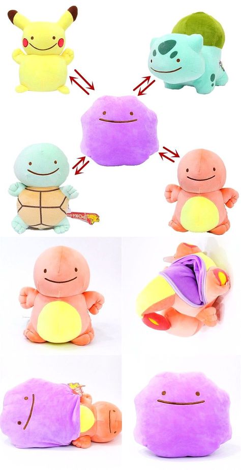 Reversible Plushies, Nintendo Merch, Pokemon Ditto, Kawaii Nintendo, Pokemon Mew, Pokemon Diy, Pokemon Craft, Plushie Patterns, Sewing Stuffed Animals