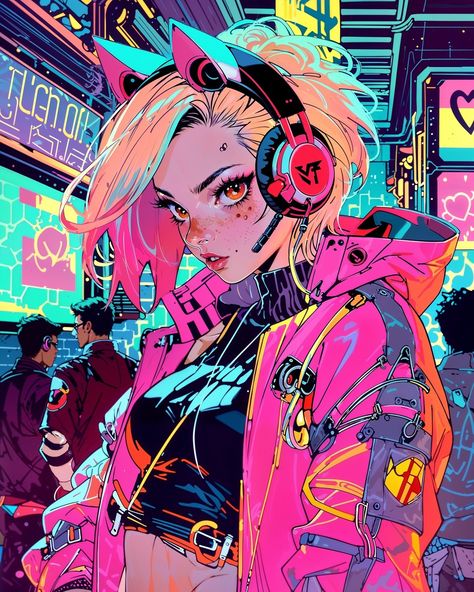 Cyberpunk Heroine #cyberpunk #animeart #neonvibes #retrofuturism #gamergirl #animefashion #streetstyle #techwear #hackergirl #cybervibes #futuristicaesthetics #kazeoharada Cyberpunk Character Designs Female, Cyberpunk Netrunner, Cyberpunk Geisha, Neon Tattoos, Cyberpunk Girl Art, Cyberpunk Artwork, Cyberpunk Character Design, Neon Tattoo, Cyberpunk Female