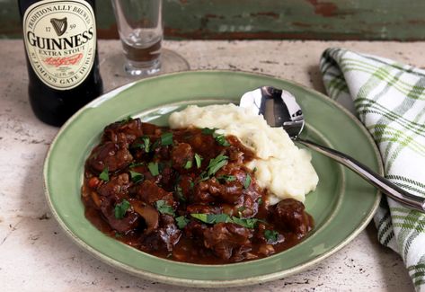 Irish Beef Stew- Bacon, Mushrooms and Beef Braised in Guinness Flemish Beef Stew, Beef Stew With Beer, Beer Stew, Irish Beef Stew, Hp Sauce, Irish Beef, Family Supper, Irish Stew, Dark Beer