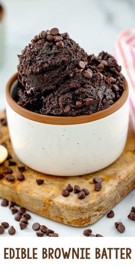 Brownie Batter Recipe, Edible Brownie Batter Recipe, Edible Cookie Dough Healthy, Edible Brownie Batter, Cookie Dough To Eat, Edible Cookie Dough Recipe, Raw Brownies, Single Serve Desserts, Batter Recipe