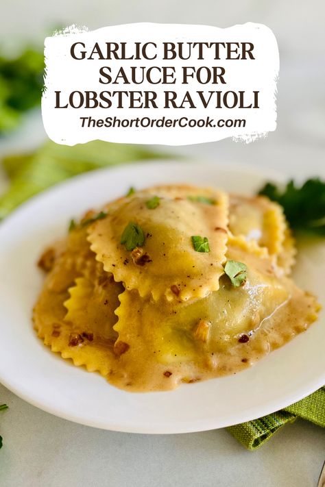 Brown Butter Lobster Pasta, Lobster And Cheese Ravioli Sauce, Shrimp With Ravioli Recipes, Garlic Parmesan Ravioli Sauce, Homemade Crab Ravioli, Browned Butter Sauce For Ravioli, Quick Ravioli Sauce, Homemade Seafood Ravioli, Olive Oil Ravioli Sauce