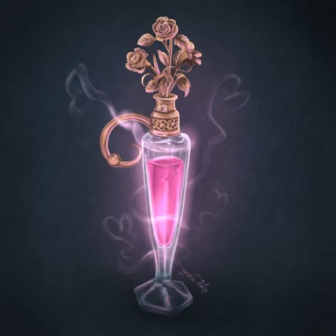 ArtStation - Love Potion, Joana Dolce Magic System, Magic Bottles, Fantasy Props, Love Potion, 다크 판타지, Magical Art, Potion Bottle, Prop Design, Arte Fantasy