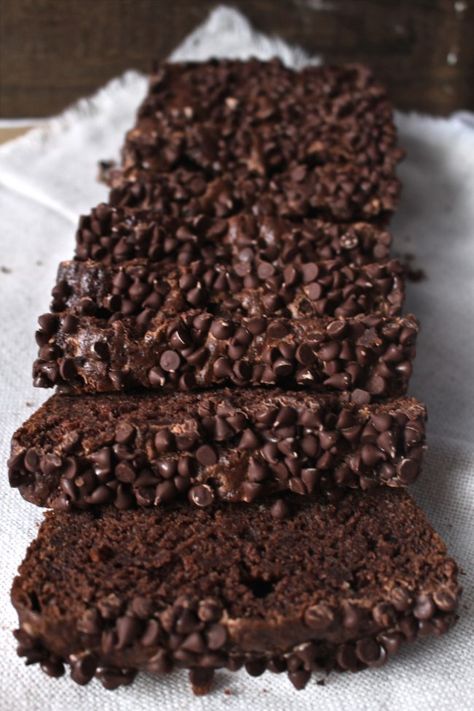 Triple Chocolate Bread, Chocolate Brownie Bread Recipe, Chocolate Brownie Bread, Quick Breads Using Cake Mixes, Brownie Mix Bread, Summer Sweet Breads, Chocolate Chocolate Chip Bread, Brownie Loaf Cake, A To Z Bread Recipe