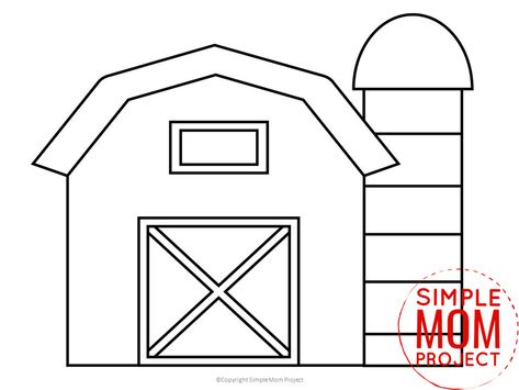 Are you looking for a printable cut out old macdonald barn house template for your preschool class for a simple coloring outline and easy farm craft? This black and white barn template can be a quiet and cute way for your kids to have fun. Color it a red barn, pink or have your kids design the big barn drawing however they wish! Click and download the free printable barn template today! House Template Printable For Kids, Simple Mom Project, Barn Drawing, Barn Crafts, Dog Template, Farm Themed Party, Farm Animal Crafts, Farm Craft, Farm Animals Theme