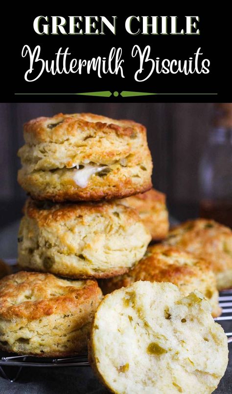 Crunchy on top and perfectly soft and fluffy on the inside, these made from scratch green chile biscuits are buttery with a little kick from the chiles. You'll be surprised by how simple they are to prepare and that they take less than 30-minutes. Naturally vegetarian. #greenchilebiscuits #homemadebiscuits #buttermilkbiscuits #greenchilerecipes #greenchiles Green Chile Biscuits, Chili Biscuits, Hatch Green Chili, Green Chile Recipes, Cheddar Biscuits, How To Make Biscuits, Drop Biscuits, Green Chili, Homemade Biscuits