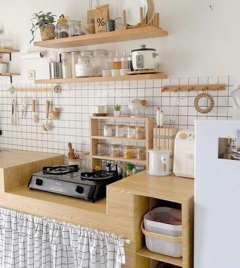 Kitchen Shelf Inspiration, Home Bar Ideas, Kitchen Setup, Tiny Kitchen Design, Korean Kitchen, Small Couch, Dream Apartment Decor, Small Kitchen Decor, Kitchen Interior Design Decor